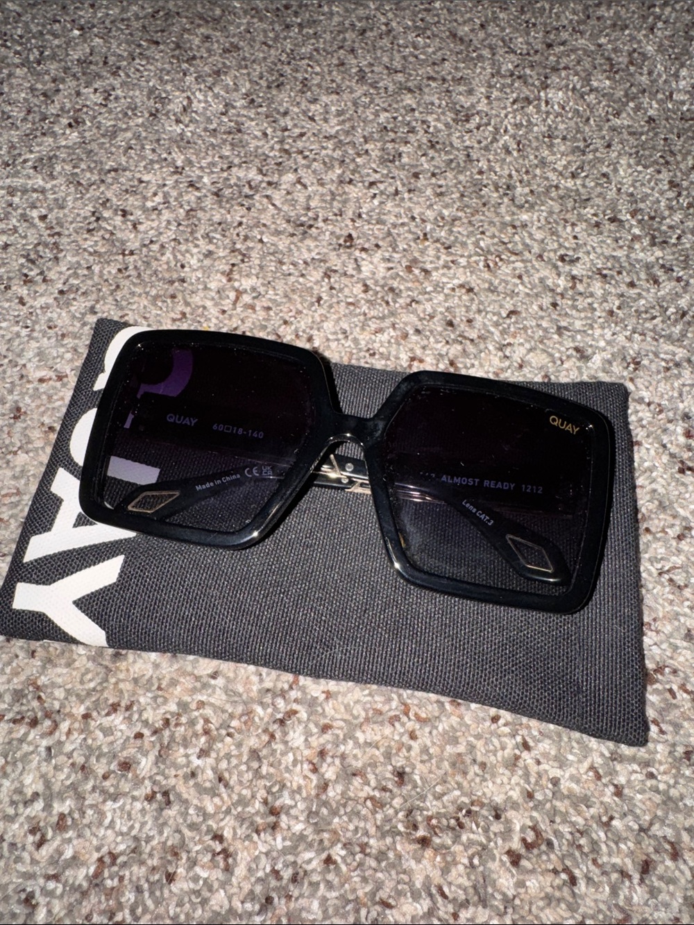 Quay Oversized Square Black Sunglasses